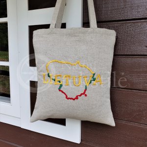 Embroidered semi-linen shopping bag "Lithuania"